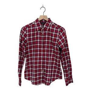 Brooks Brothers Red Navy White Plaid Flannel Shirt Size 4 – 100% Cotton Button